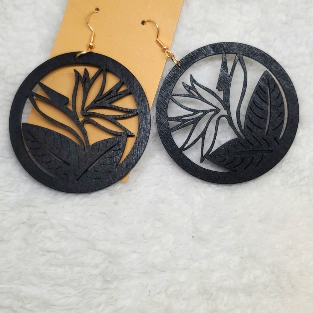 7/$10 Black Wooden Earrings, New